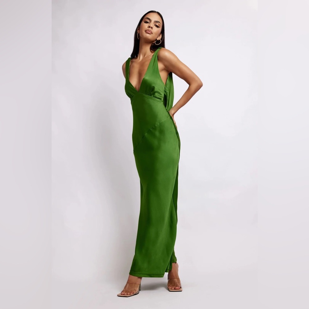 Maxi Satin Dress With Back Cowl